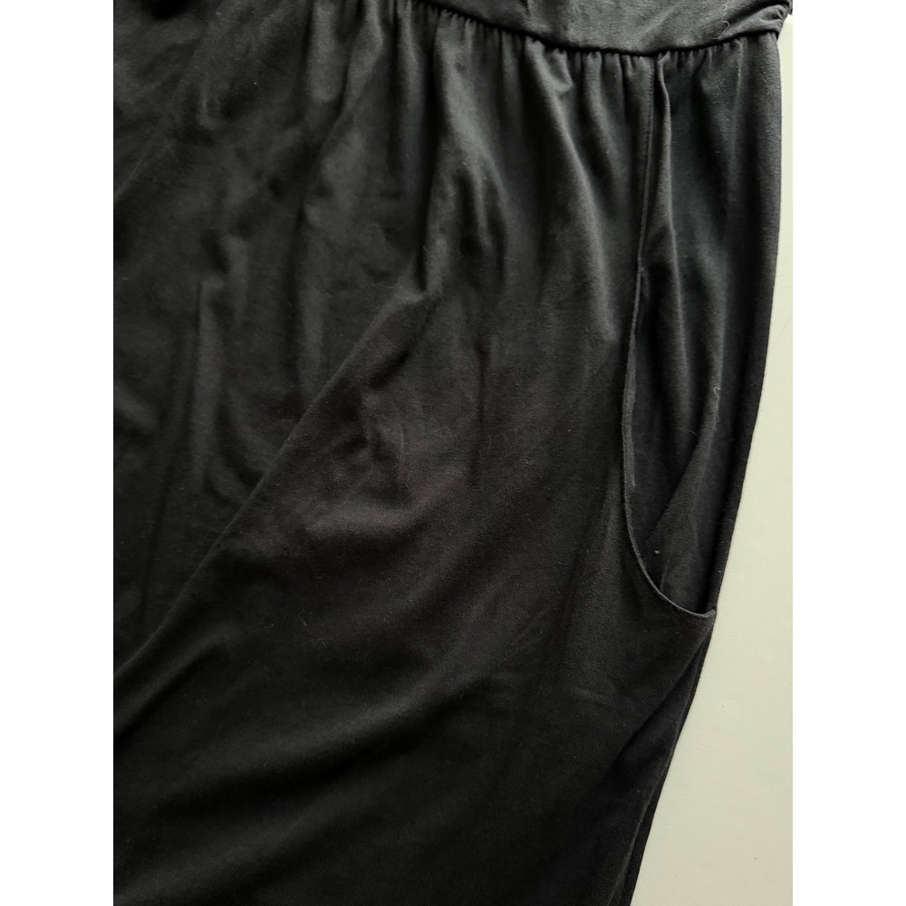 Garnet Hill Black Halter Maxi Dress Cotton Modal Twist Neck Pockets Womens Large - Picture 8 of 12